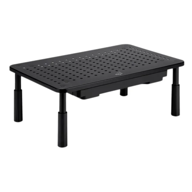 Suporte Organizador de Mesa para Monitor e Notebook ELG, com Ajuste de Altura, Gaveta, Preto  - SM087